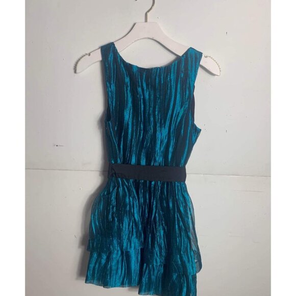 Eva Franco Anthropologie Mini Satin Blue Sleeveless Dress - Picture 2 of 2